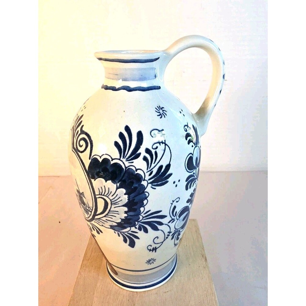 Rare Vintage Delft Blue Made In Holland Windmill Jug BOLS 1._6903G